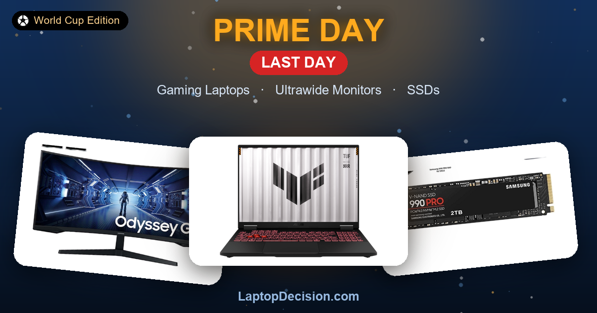 Amazon Prime Day's last day: gaming laptops, SSDs and ultrawide monitors.